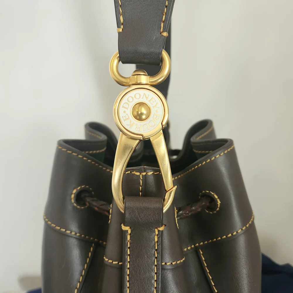 NWT Dooney & Bourke Charcoal Hattie Drawstring Florentine Bucket Bag - Picture 13 of 14